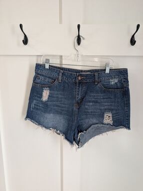 Adam Levine Collection Distressed Dark Blue Jean Shorts
